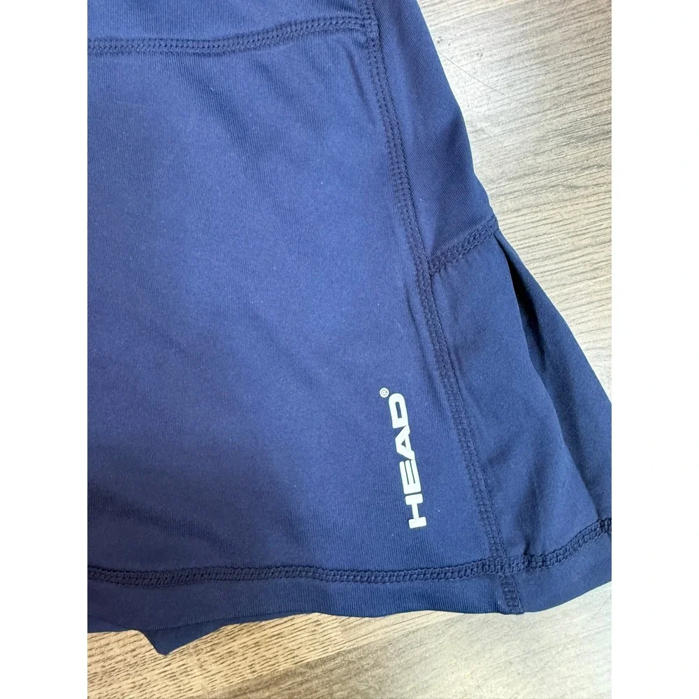 HEAD Womens Navy Blue Pleated Tennis Skort Active Skirt with Zipper Pocket Small